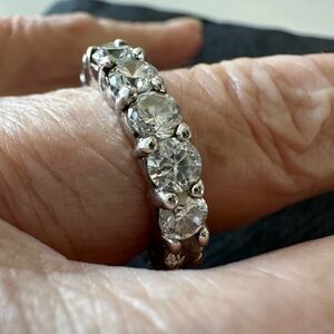 Elegant Silver CZ Diamond Ring 1/16” stones beautiful  Eternity Band size 6.5